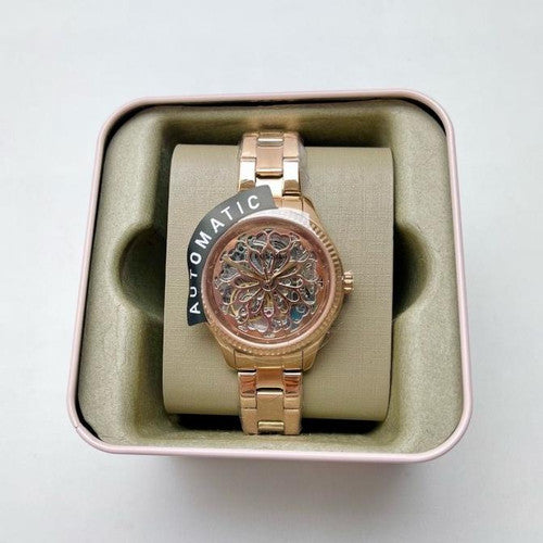 Fossil Rye Automatic Skeleton Rose Gold Dial Rose Gold Steel Strap Watch for Women - BQ3754 Buy Now By Fossil