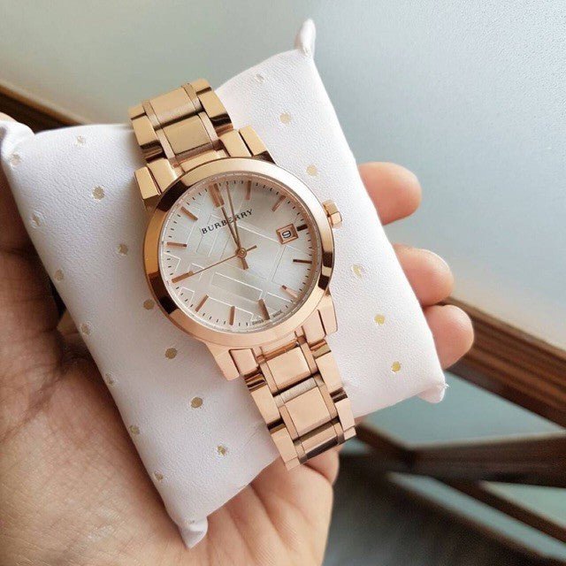 Burberry The City White Dial Rose Gold Steel Strap Watch for Women - BU9104 Buy Now By Burberry