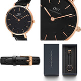 Daniel Wellington Classic Petite Sheffield Black Dial Black Leather Strap Watch For Women - DW00100224 Buy Now By Daniel Wellington