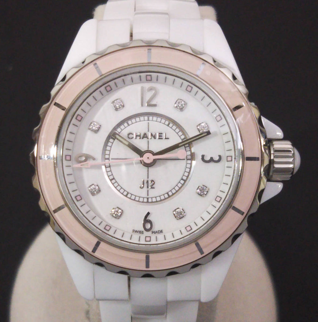 Chanel J12 Quartz Diamonds Ceramic White Dial White Steel Strap Watch for Women - J12 H4466 Buy Now By Chanel