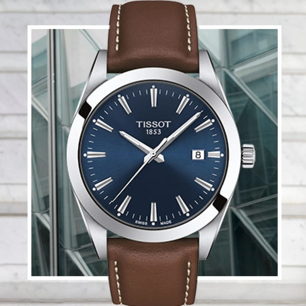 Tissot Gentleman Blue Dial Brown Leather Strap Watch For Men - T127.410.16.041.00 Buy Now By Tissot