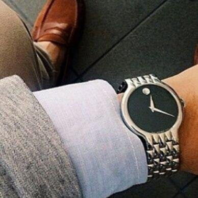 Movado Classic Quartz Black Dial Silver Steel Strap Watch for Men - 0606337 Buy Now By Movado