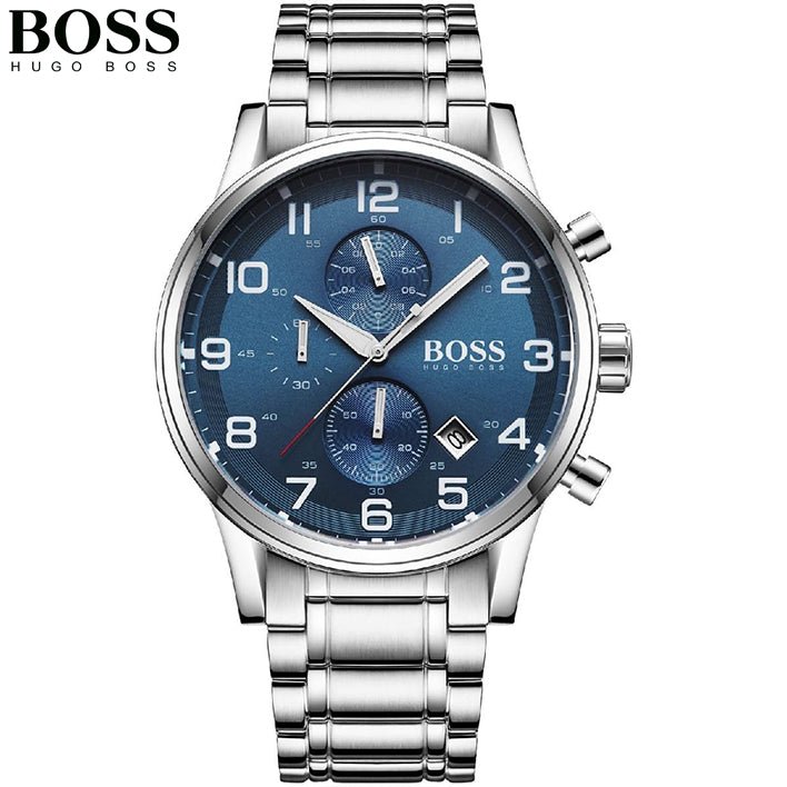 Hugo Boss Aeroliner Blue Dial Silver Steel Strap Watch for Men - 1513183 Buy Now By Hugo Boss