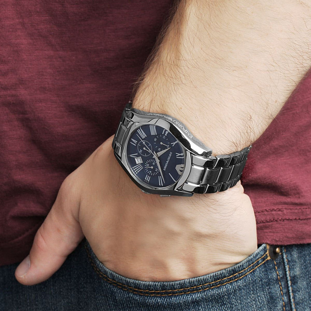 Emporio Armani Classic Blue Dial Silver Steel Strap Watch For Men - AR1635 Buy Now By Emporio Armani