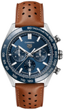 Tag Heuer Carrera Automatic Chronograph Blue Dial Brown Leather Strap Watch for Men - CBN2A1A.FC6537 Buy Now By Tag Heuer