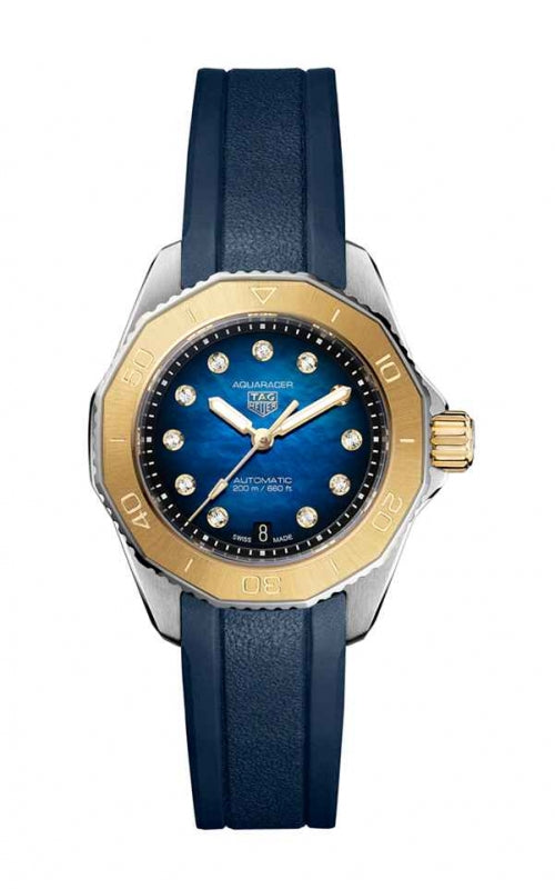 Tag Heuer Aquaracer Professional 200 Automatic Diamonds Blue Dial Blue Rubber Strap Watch for Women - WBP2450.FT6215 Buy Now By Tag Heuer