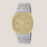 Gucci 25H Quartz Gold Dial Silver Steel Strap Watch for Women - YA163403 Buy Now By Gucci