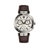 Versace Aion Chronograph White Dial Brown Leather Strap Watch for Men - VBR010017 Buy Now By Versace