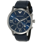 Emporio Armani Giovanni T Bar Chronograph Quartz Blue Dial Blue Leather Strap Watch For Men - AR11226 Buy Now By Emporio Armani