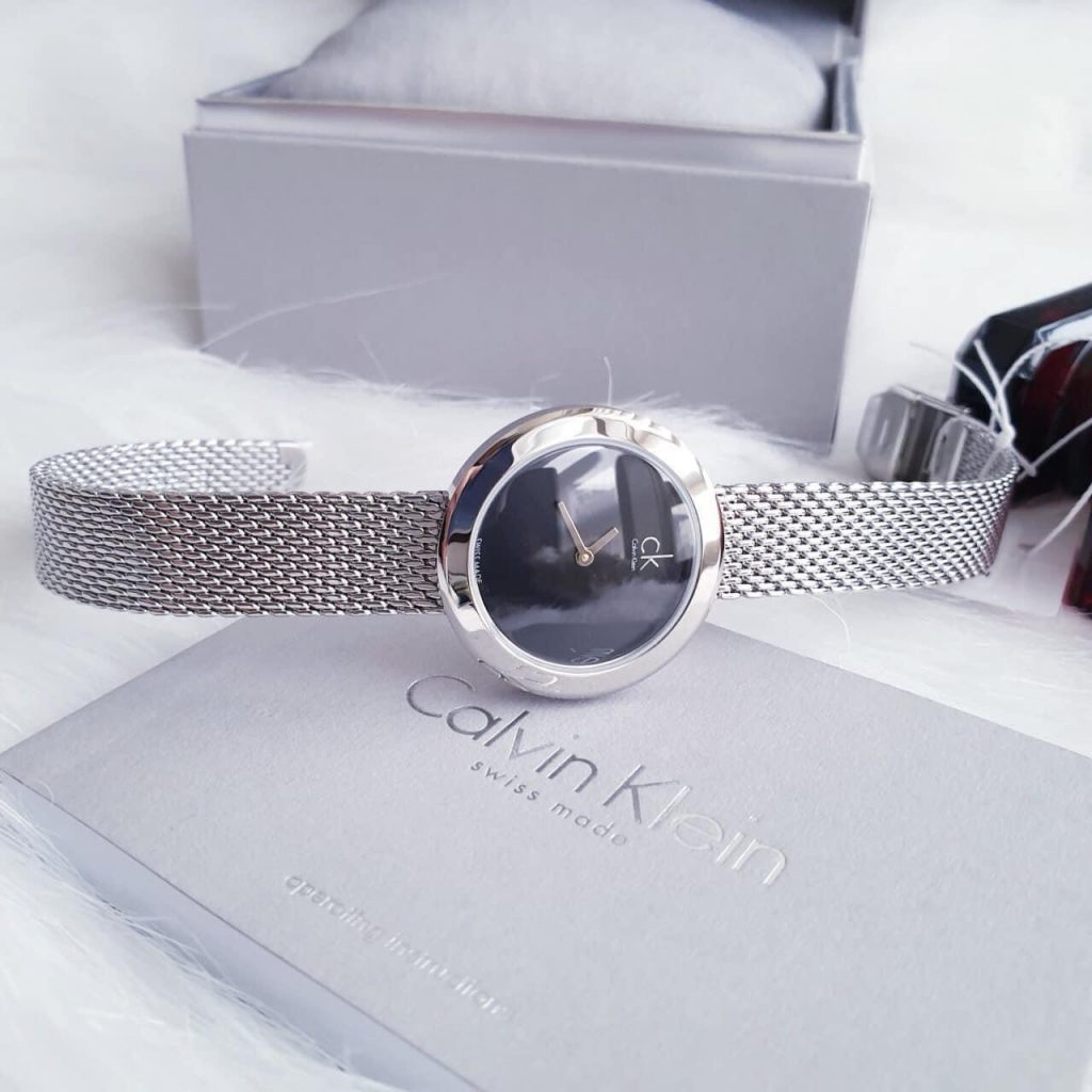 Calvin Klein Firm Black Dial Silver Mesh Bracelet Watch for Women - K3N23121 Buy Now By Calvin Klein