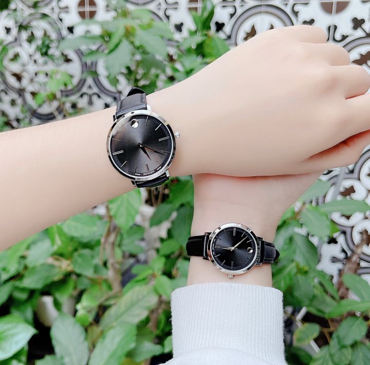 Movado Ultra Slim Black Dial Black Leather Strap Watch For Women - 0607090 Buy Now By Movado