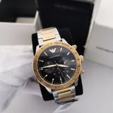 Emporio Armani Analog Chronograph Black Dial Two Tone Steel Strap Watch For Men - AR11521 Buy Now By Emporio Armani