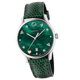 Gucci G-Timeless Mother of Pearl Green Dial Green Leather Strap Watch For Women - YA1264042 Buy Now By Gucci