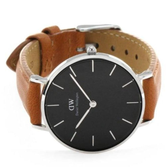 Daniel Wellington Petite Sterling Black Dial Brown Leather Strap Watch For Women - DW00100178 Buy Now By Daniel Wellington