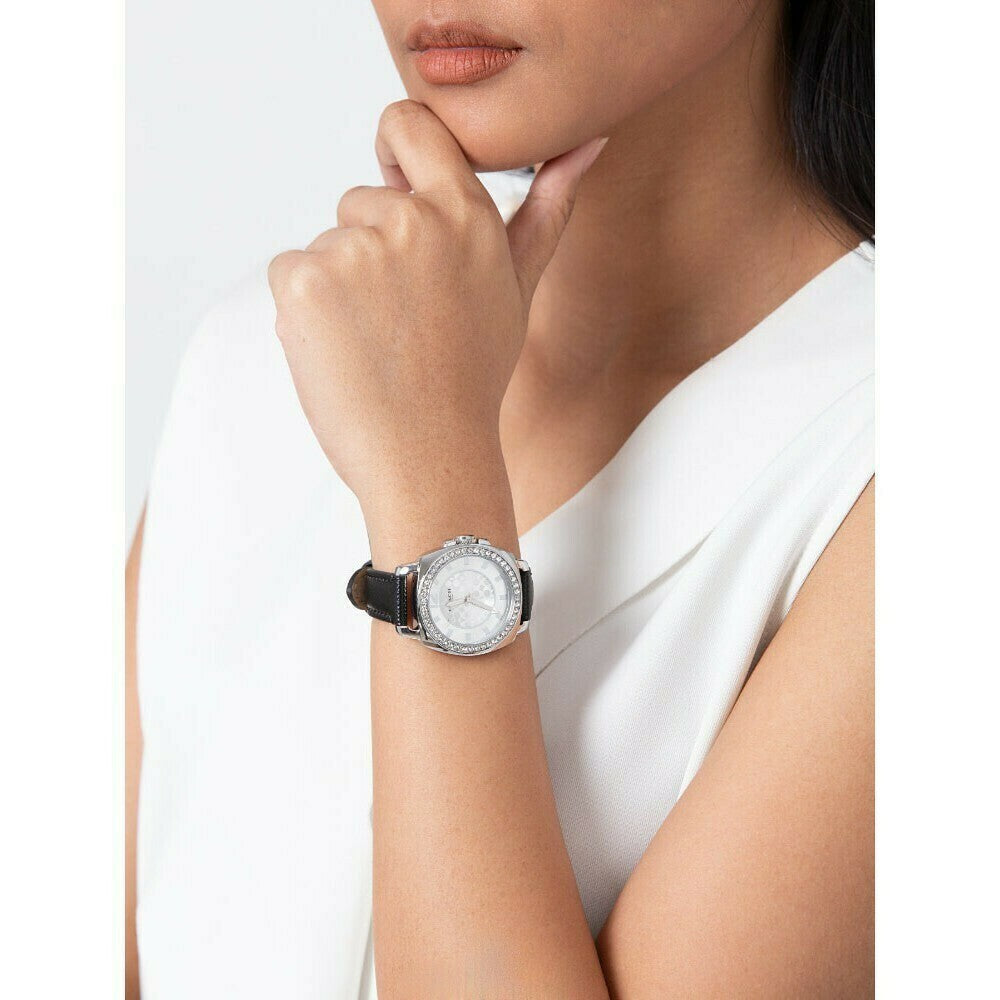 Coach Boyfriend Silver Dial Black Leather Strap Watch for Women - 14503152 Buy Now By Coach