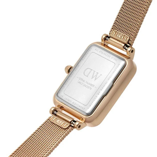 Daniel Wellington Quadro Pressed Melrose Pink Dial Pink Mesh Bracelet Watch For Women - DW00100510 Buy Now By Daniel Wellington