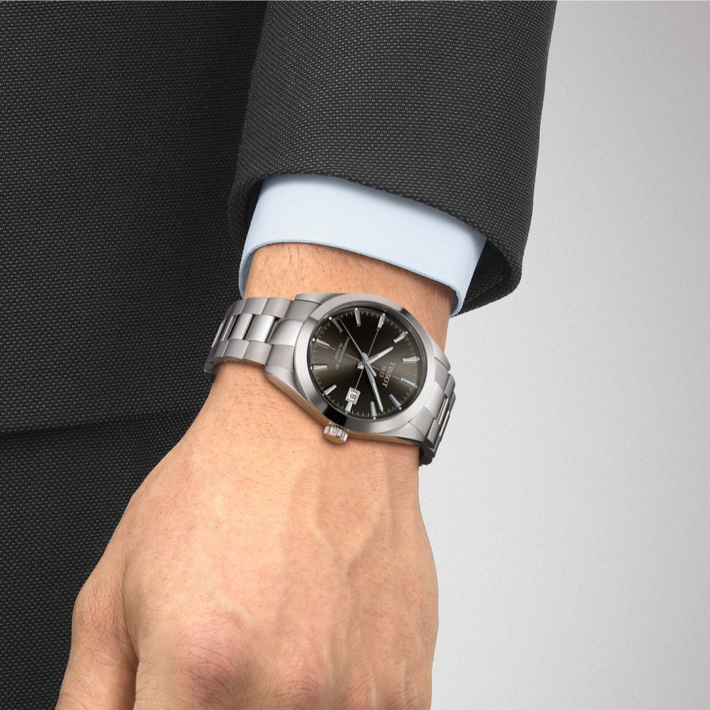 Tissot Gentleman Powermatic 80 Silicium Black Dial Silver Steel Strap Watch For Men - T127.407.11.061.01 Buy Now By Tissot