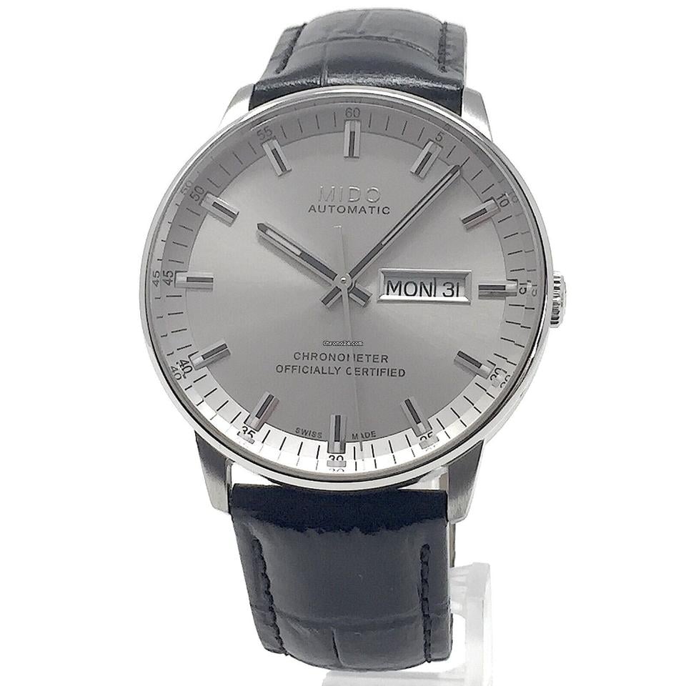 Mido Comander II Automatic Chronometer Silver Dial Black Leather Strap Watch For Men - M021.431.16.031.00 Buy Now By Mido