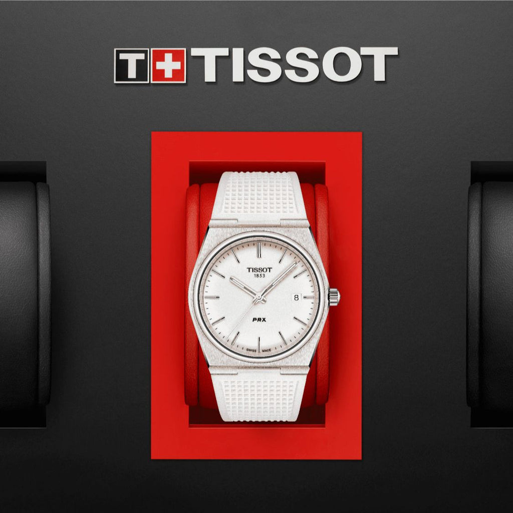 Tissot PRX 40 Quartz White Dial White Leather Strap Watch For Men -  T137.410.17.011.00