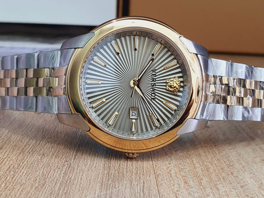 Versace V-Urban Quartz Silver Dial Two Tone Steel Strap Watch for Men - VELQ00519 Buy Now By Versace