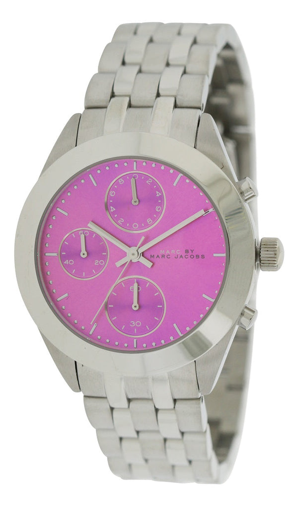 Marc Jacobs Peeker Chronograph Pink Dial Silver Steel Strap Watch for Women - MBM3372 Buy Now By Marc Jacobs