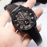 Fossil Grant Automatic Black Dial Black Leather Strap Watch for Men - ME3028 Buy Now By Fossil
