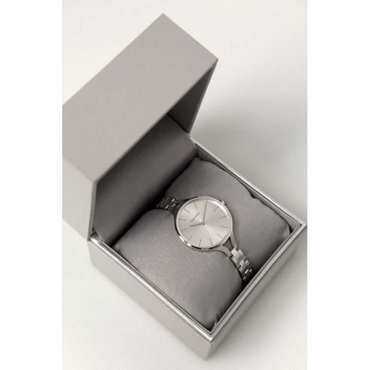 Calvin Klein Graphic White Dial Silver Steel Strap Watch for Women - K7E23146 Buy Now By Calvin Klein