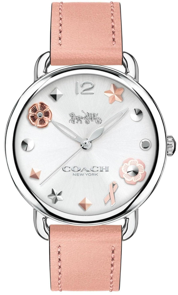 Coach Delancey White Dial Pink Leather Strap Watch for Women - 14502799 Buy Now By Coach