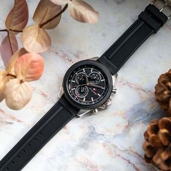 Tommy Hilfiger Clark Chronograph Black Dial Black Rubber Strap Watch For Men - 1792082 Buy Now By Tommy Hilfiger