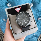 Guess Commander Black Dial Black Rubber Strap Watch for Men - GW0211G3 Buy Now By Guess