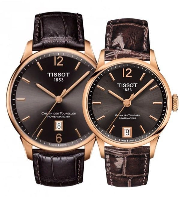 Tissot T Classic Chemin Des Tourelles Powermatic 80 Brown Dial Brown Leather Strap Watch for Men - T099.407.36.447.00 Buy Now By Tissot