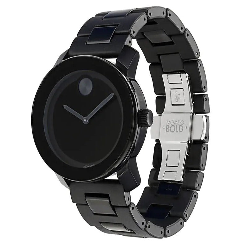 Movado Bold Black Dial Black Steel Strap Watch For Men - 3600047 Buy Now By Movado