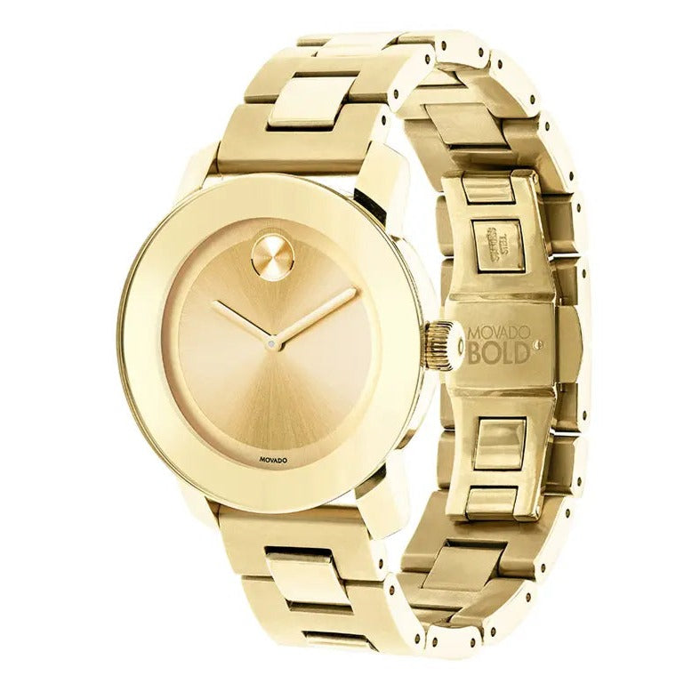 Movado Bold Yellow Gold Dial Yellow Gold Steel Strap Watch For Women - 3600085 Buy Now By Movado