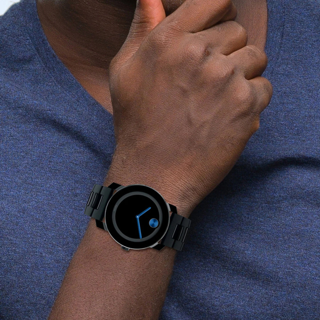 Movado Bold TR90 Black Dial Black Steel Strap Watch for Men - 3600099 Buy Now By Movado