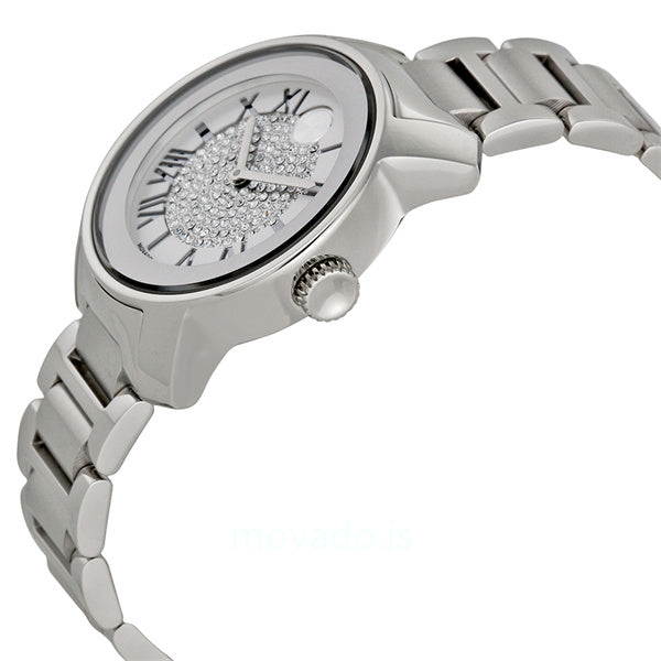 Movado Bold Crystal Pave Silver Dial Silver Steel Strap Watch for Women - 3600254 Buy Now By Movado