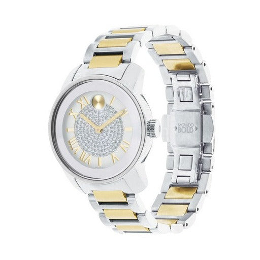 Movado Bold Silver Dial Two Tone Steel Strap Watch For Women - 3600256 Buy Now By Movado