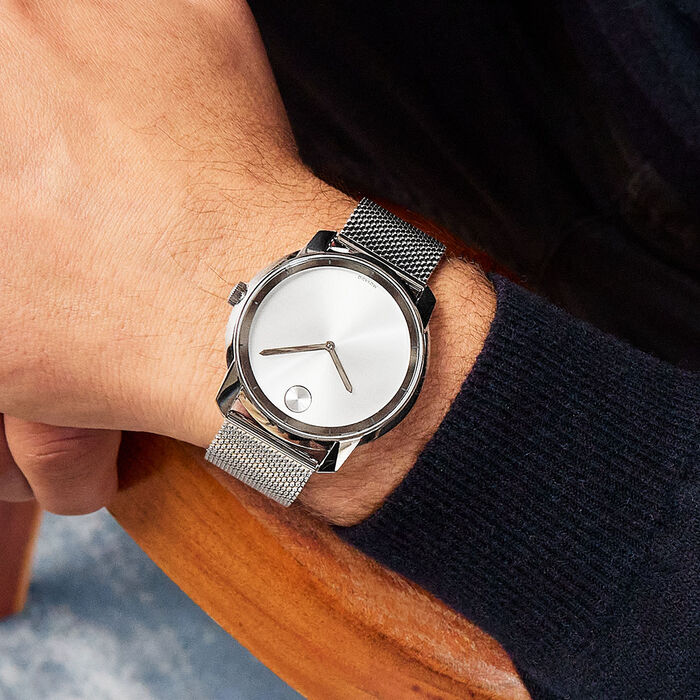 Movado Bold Silver Dial Silver Mesh Bracelet Watch For Men - 3600260 Buy Now By Movado