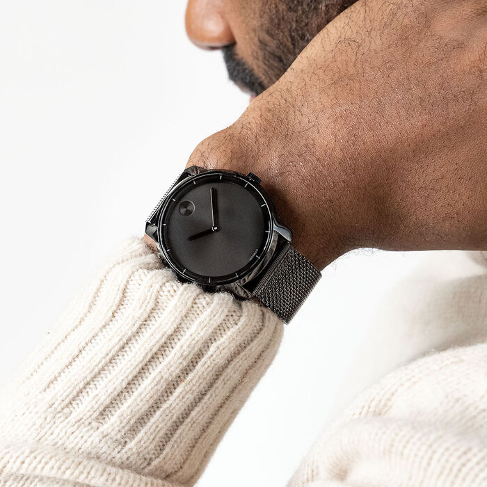 Movado Bold Black Dial Black Mesh Bracelet Watch For Men - 3600261 Buy Now By Movado