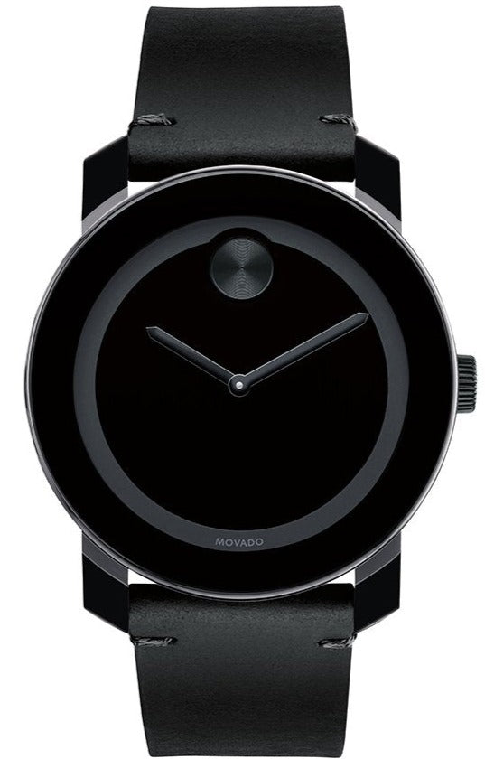 Movado Bold Black Dial Black Leather Strap Watch For Men - 3600306 Buy Now By Movado