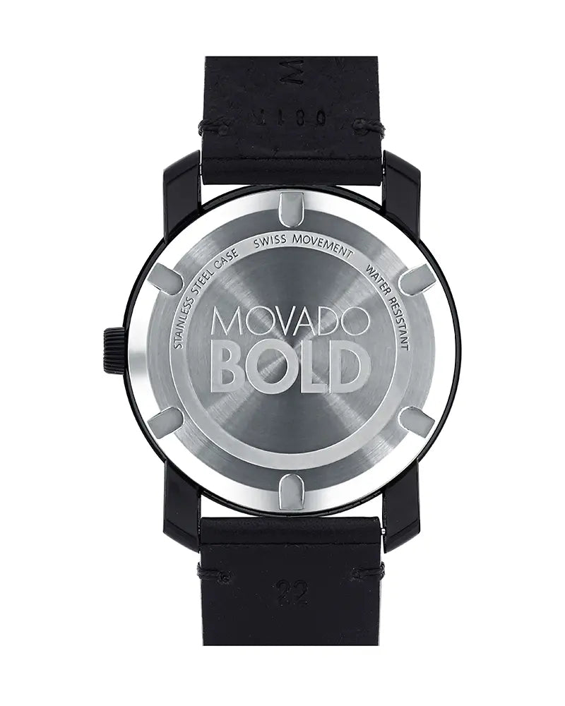 Movado Bold Black Dial Black Leather Strap Watch For Men - 3600306 Buy Now By Movado