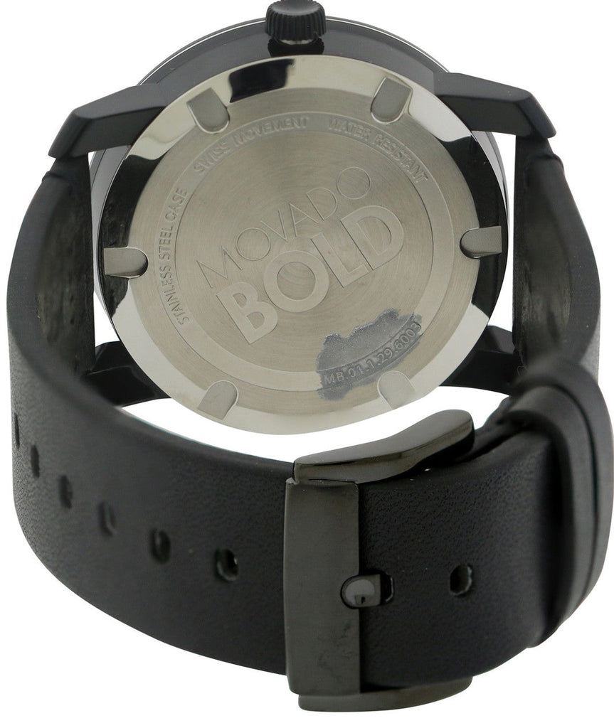 Movado Bold Black Dial Black Leather Strap Watch For Men - 3600306 Buy Now By Movado