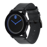Movado Bold Metallic Blue Dial Black Leather Strap Watch for Men - 3600137 Buy Now By Movado