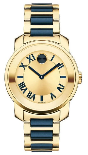 Movado Bold Yellow Gold Dial Two Tone Steel Strap Watch for Women - 3600355 Buy Now By Movado