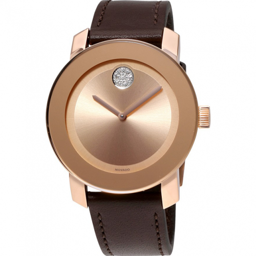Movado Bold Rose Gold Dial Brown Leather Strap Watch for Men - 3600395 Buy Now By Movado