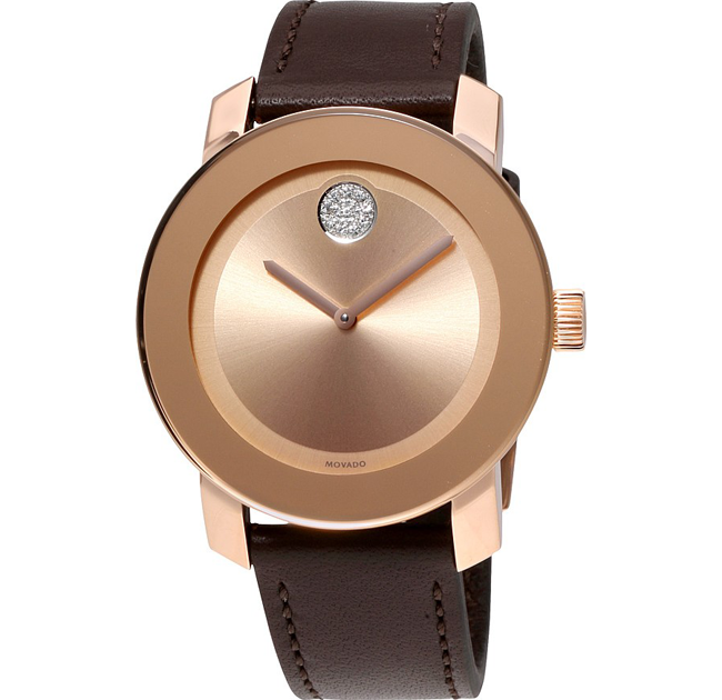 Movado Bold Rose Gold Dial Brown Leather Strap Watch for Men - 3600395 Buy Now By Movado