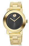 Movado Bold Black Dial Gold Steel Strap Unisex Watch - 3600397 Buy Now By Movado