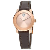 Movado Bold Rose Gold Dial Brown Leather Strap Watch For Women - 3600438 Buy Now By Movado