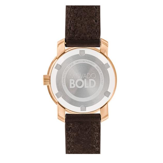 Movado Bold Rose Gold Dial Brown Leather Strap Watch For Women - 3600438 Buy Now By Movado