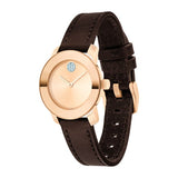 Movado Bold Rose Gold Dial Brown Leather Strap Watch For Women - 3600438 Buy Now By Movado