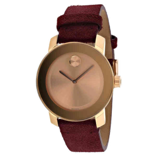Movado Bold Rose Gold Dial Red Leather Strap Watch for Women - 3600447 Buy Now By Movado